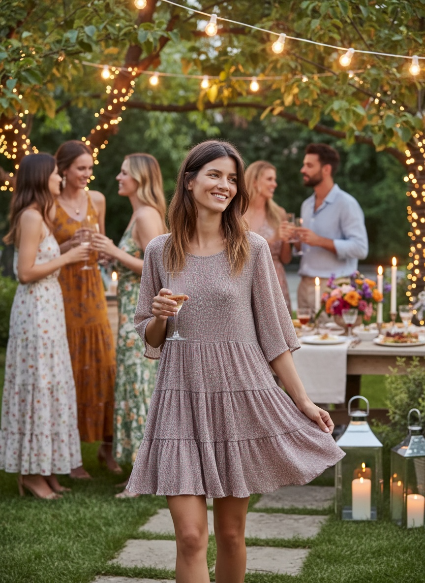 Floral woven tiered short sleeved dress