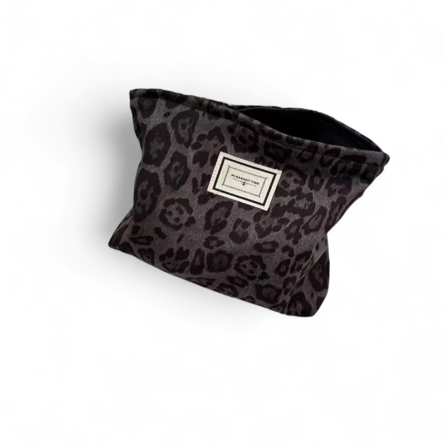 Leopard Print Cosmetic Makeup Pouch Grey