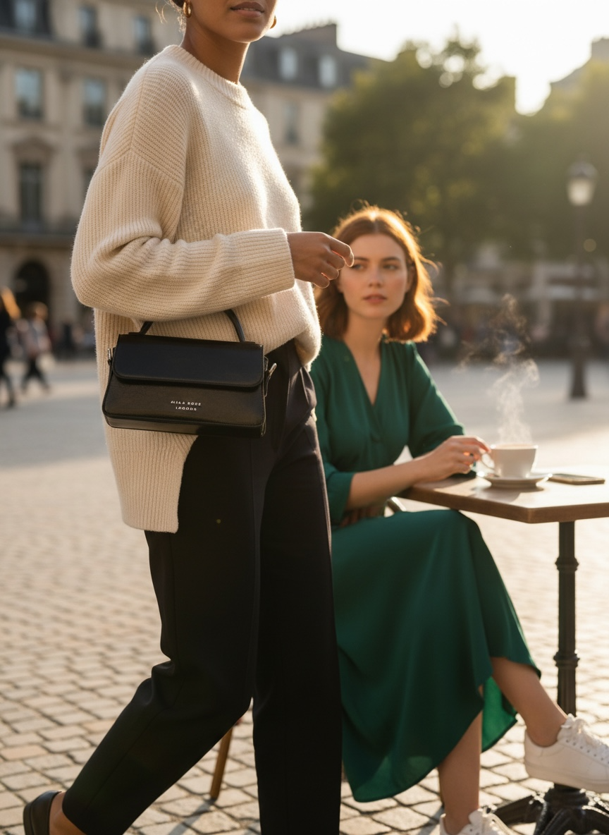 French Luxe Baguette Bag in Black