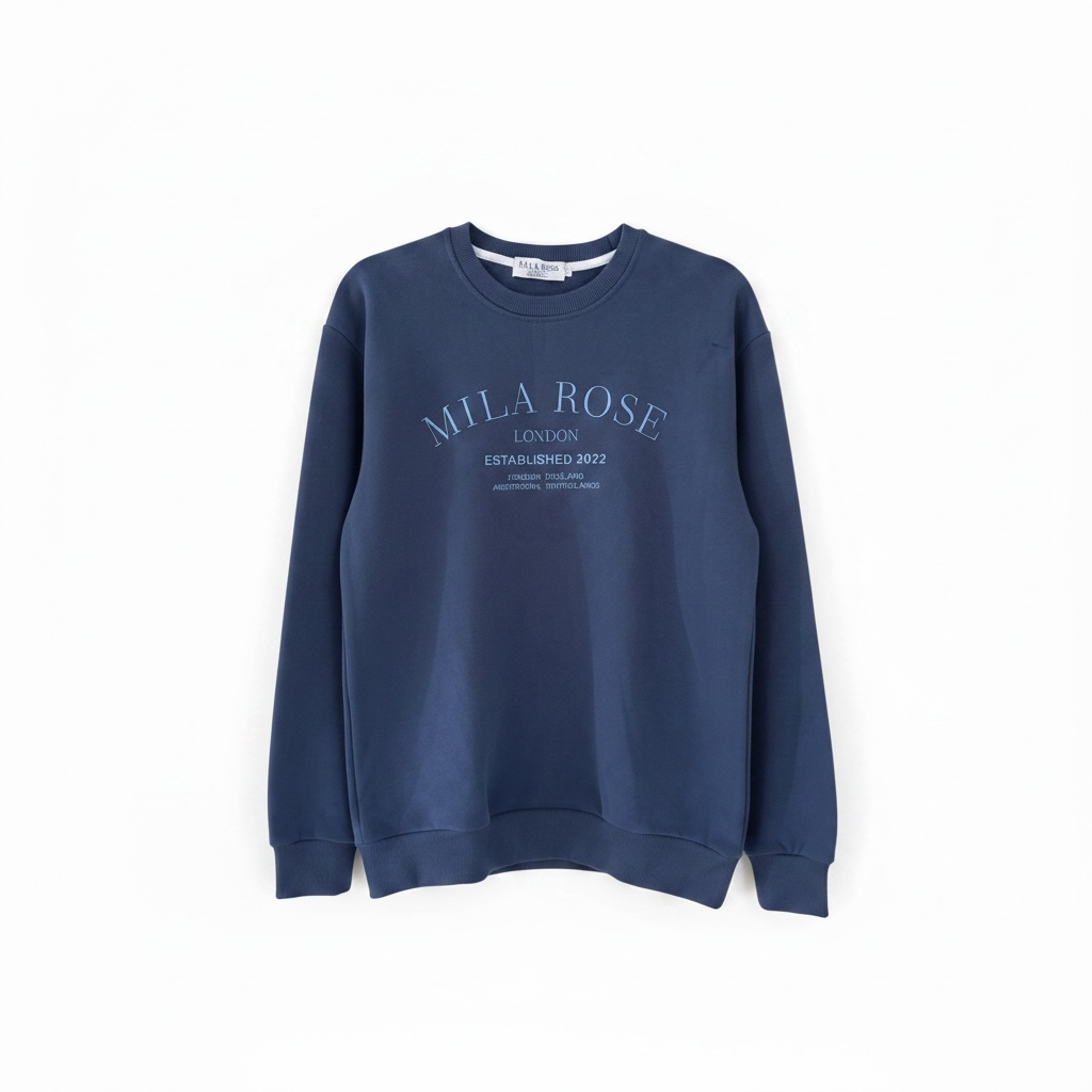 100% Cotton Crewneck Jumper - Navy