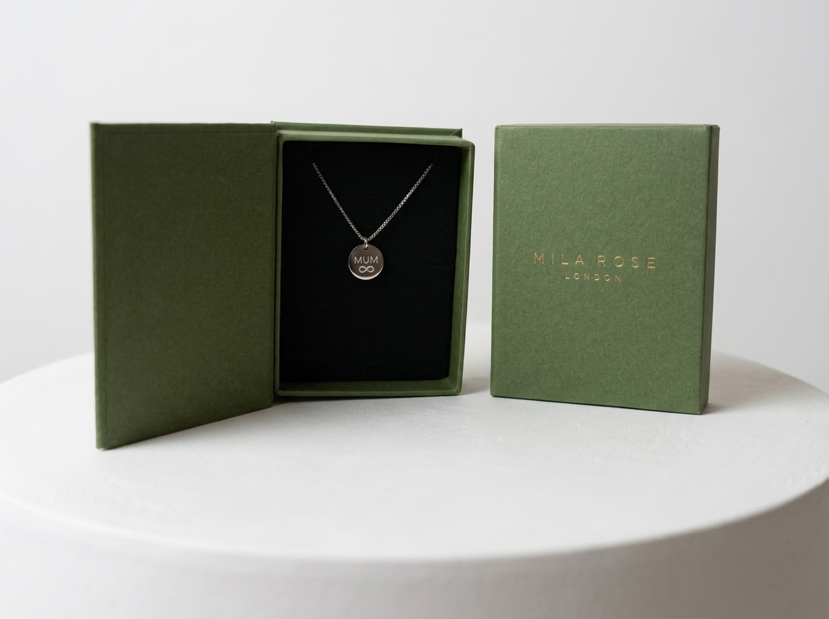 Dad Infinity Disc Pendant Necklace with Gift Box & Gift Bag in Silver or Gold