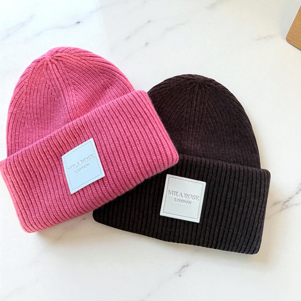 Winter Wool Hat Beanie Hot Pink