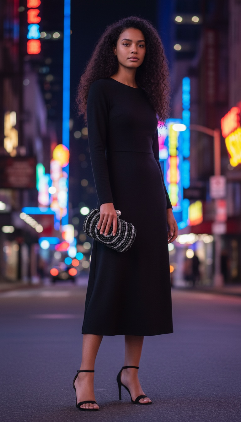 Pearl Black Clutch Handbag
