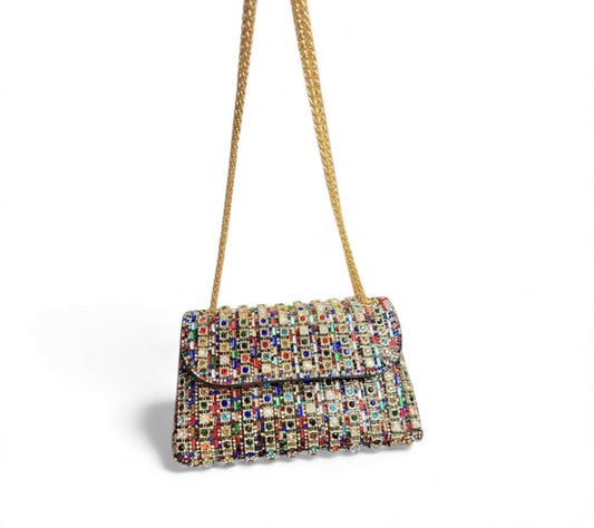 Radiant Elegance Multicolour Rhinestone Clutch