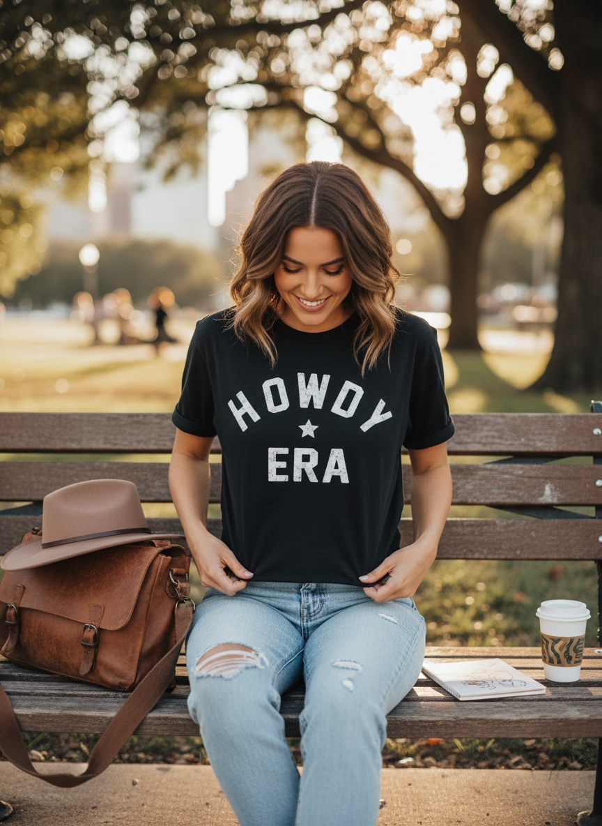 Howdy Era Crop Top T-Shirt I Black