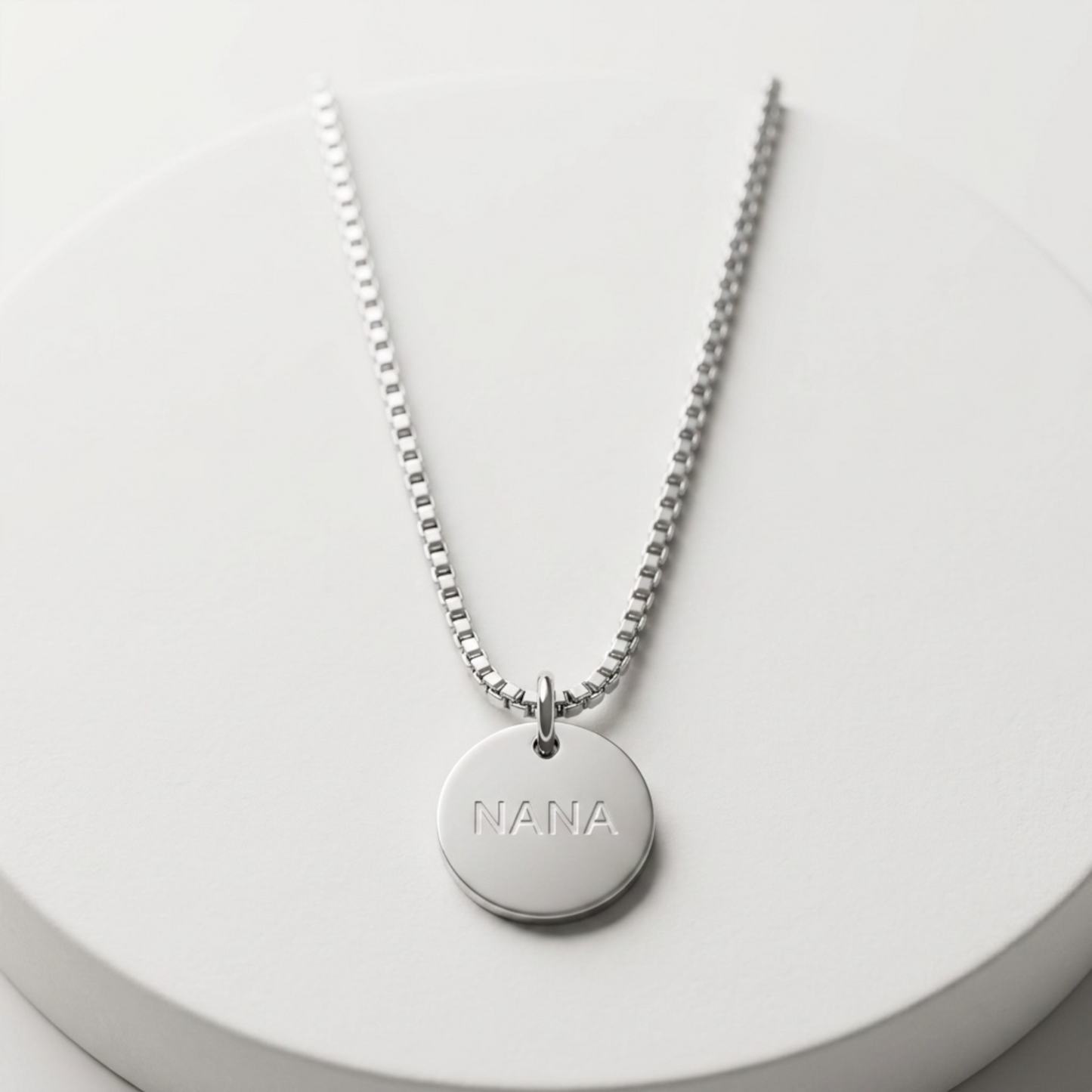 Nanny Engraved Necklace in Silver & Gold with Jewellery Gift Box & Bag (Copy)