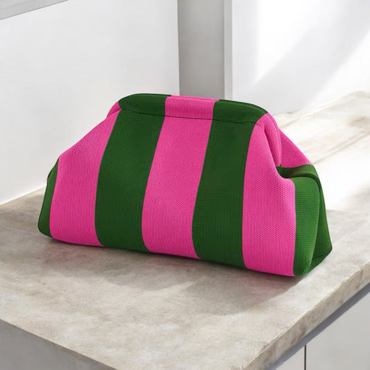 Sunny Shores Crochet Clutch Racing Green & Hot Pink