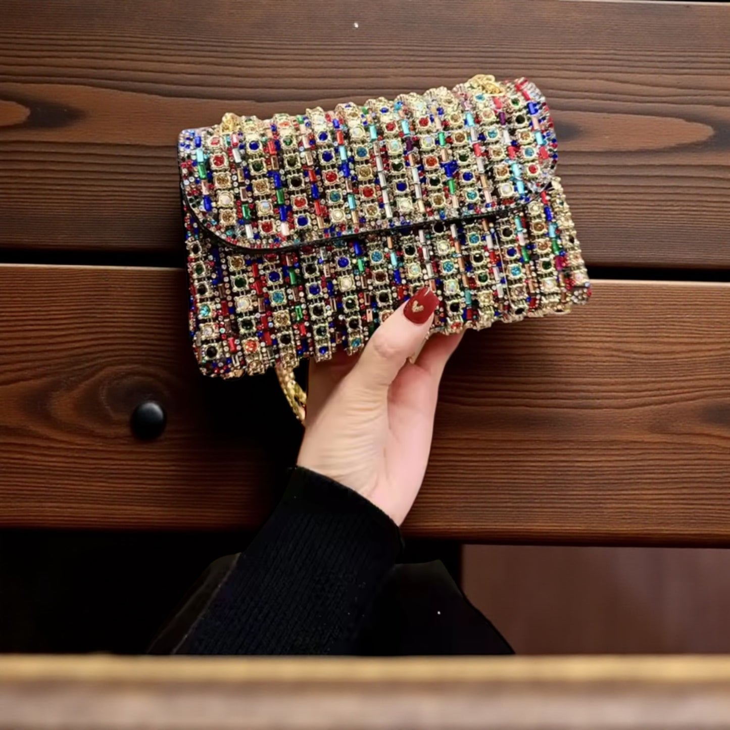 Radiant Elegance Multicolour Rhinestone Clutch