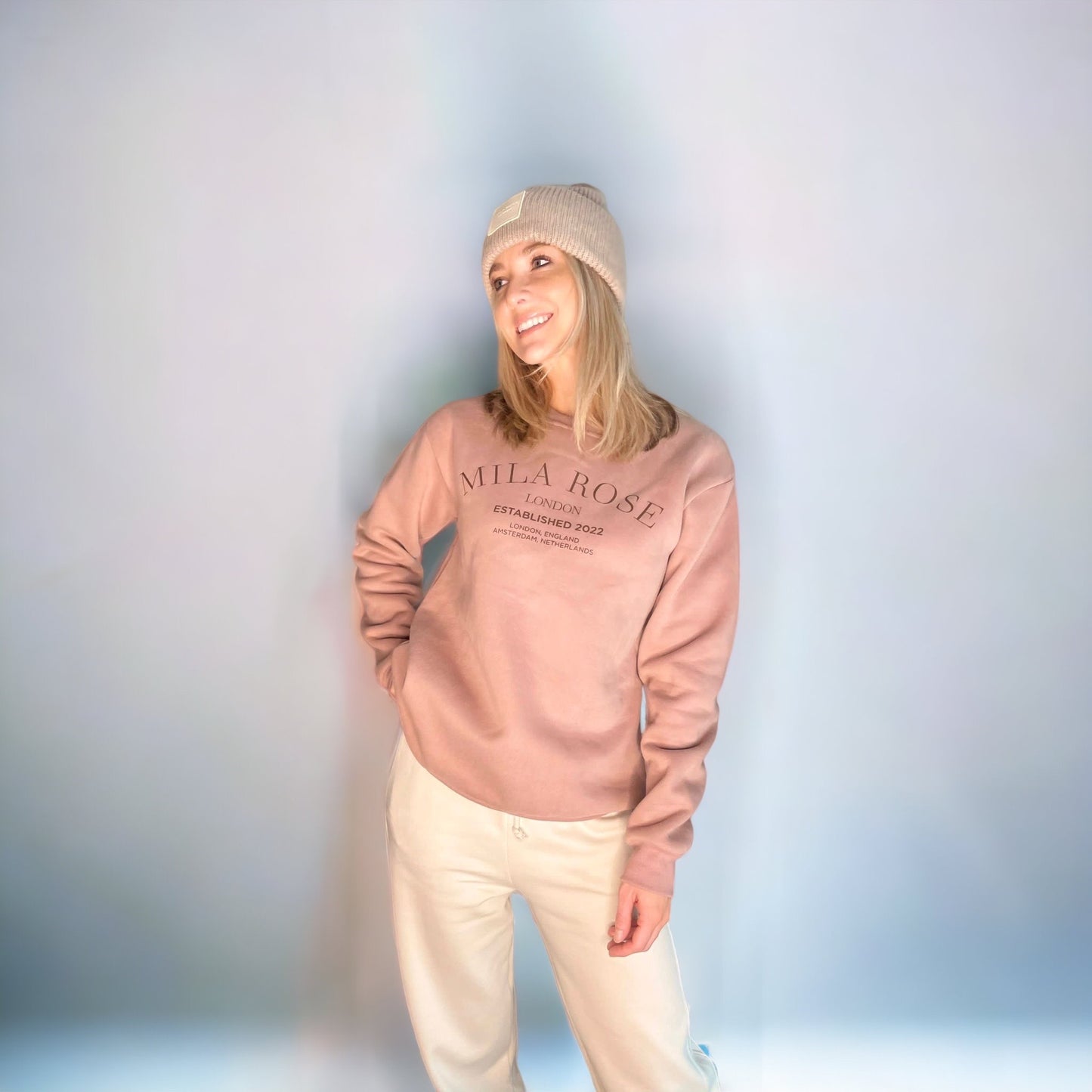 Mila Rose London Oversized Longline Fleece Sweatshirt Jumper Dusky Pink