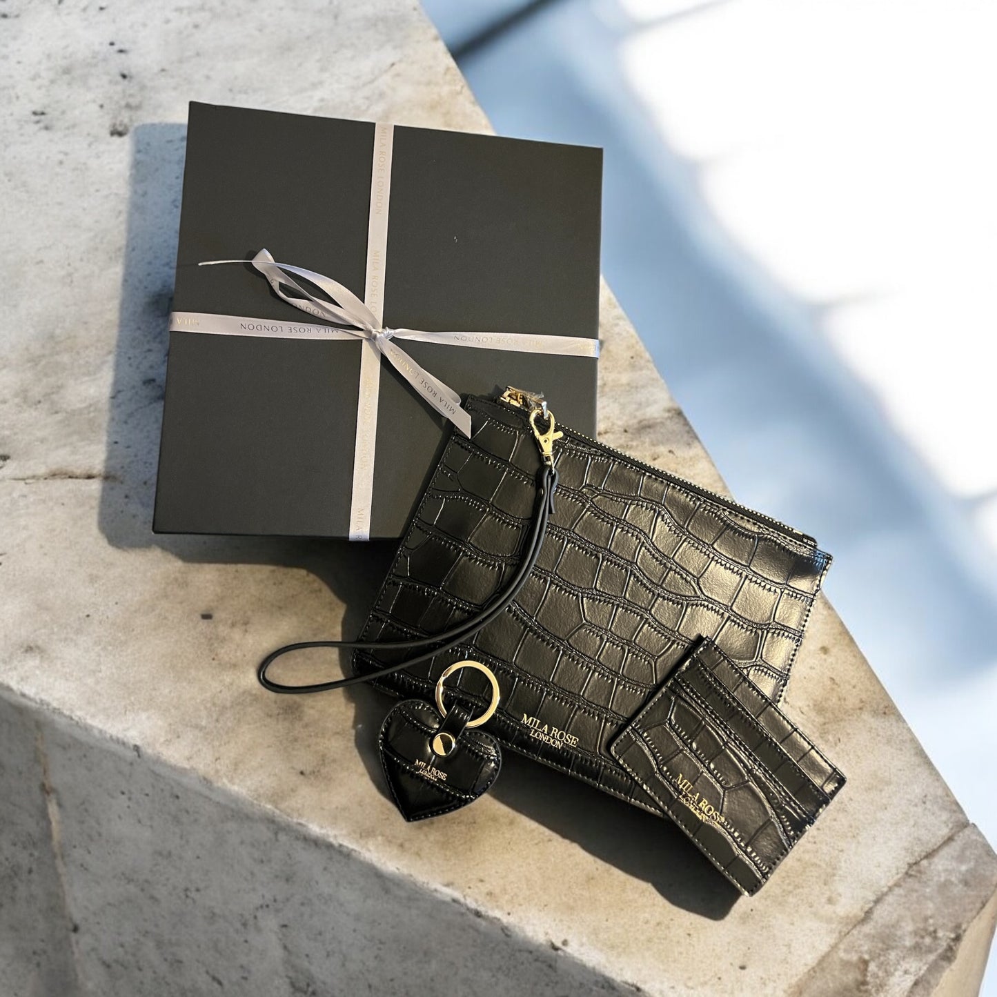 Leather Gift Set (Clutch, Key Ring & Card Holder)