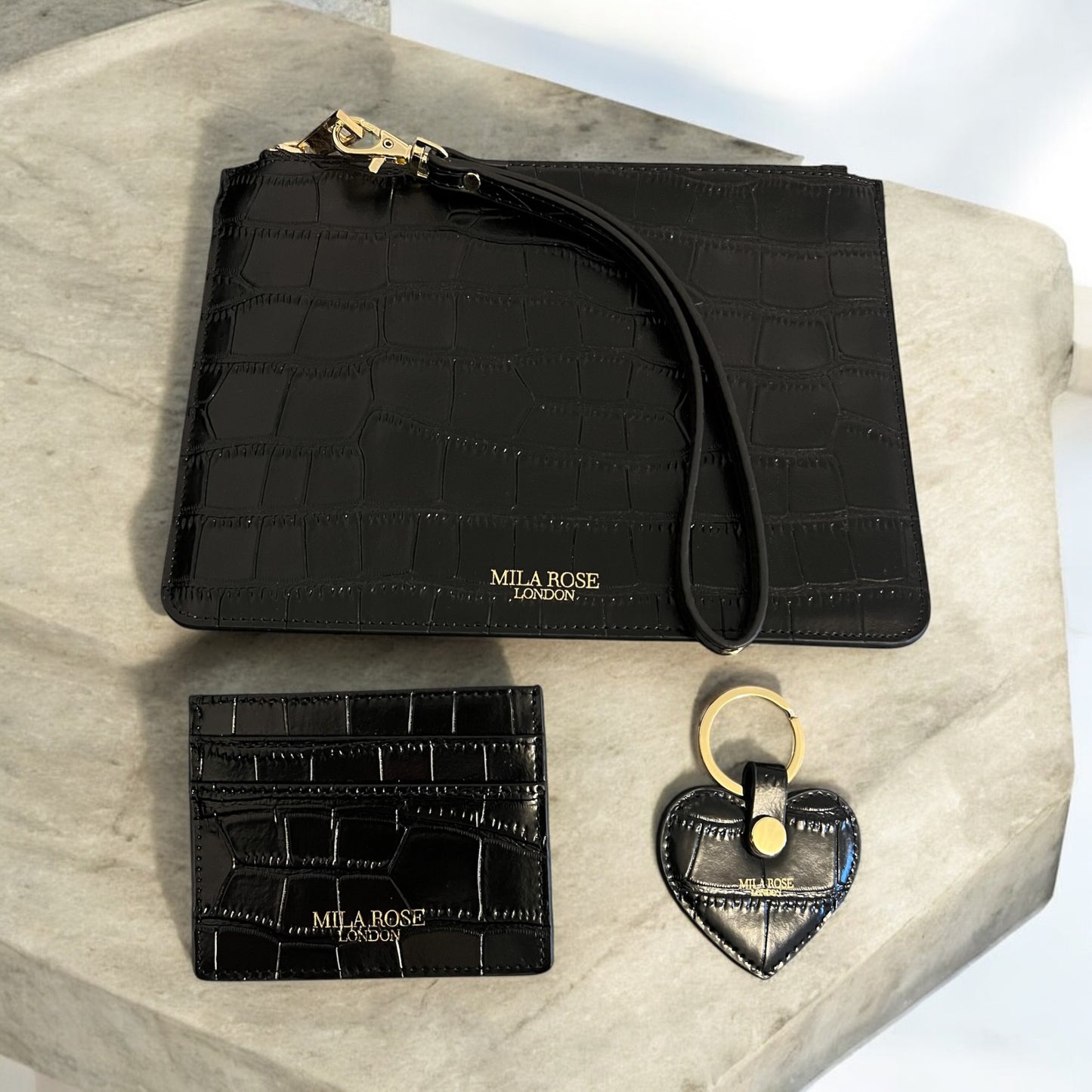 Leather Gift Set (Clutch, Key Ring & Card Holder)