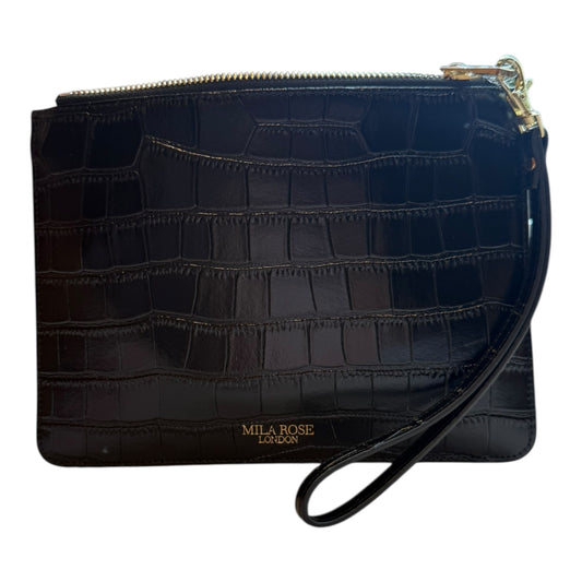 Leather Clutch Bag with Detachable Wrist Strap