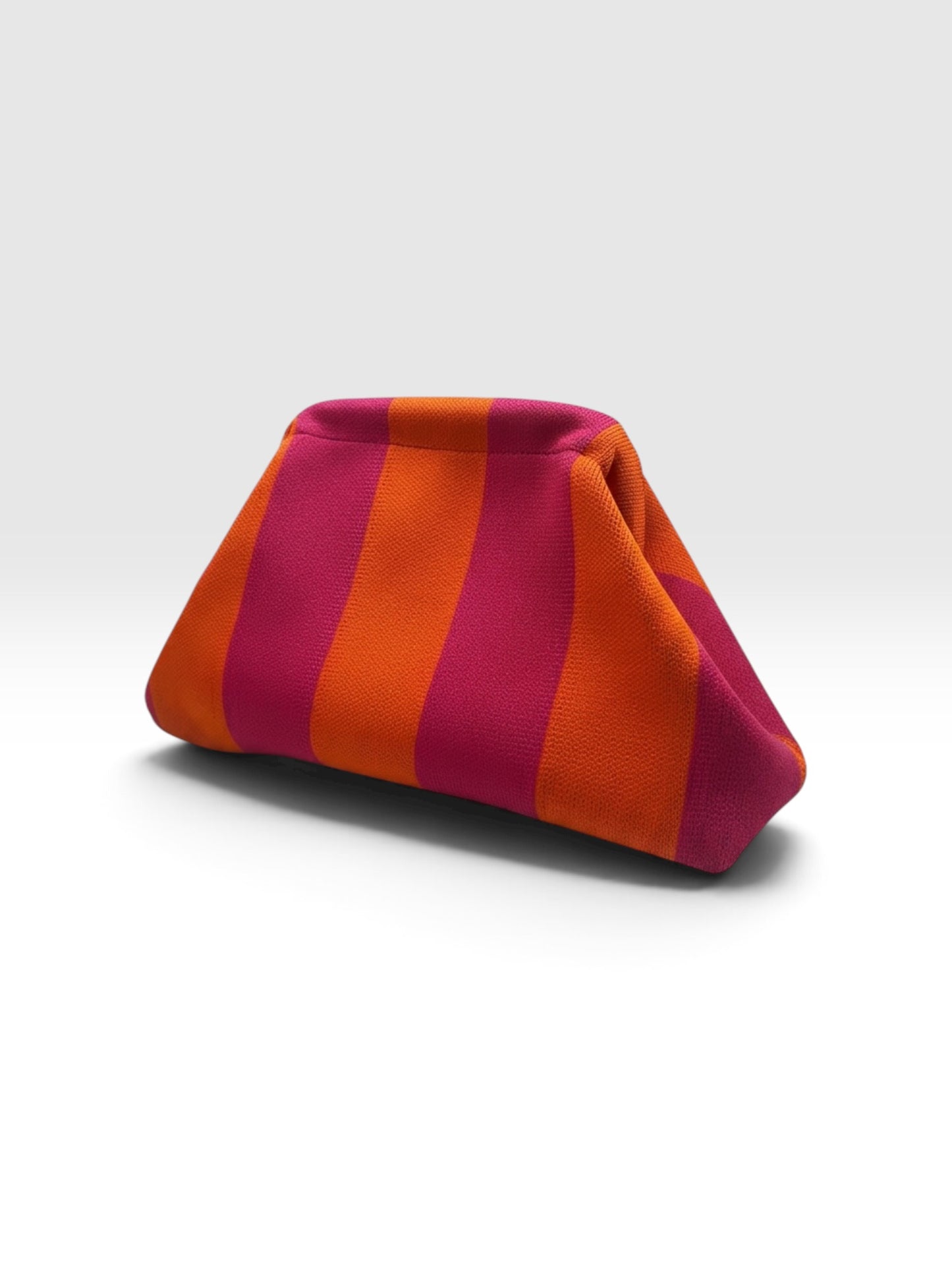 Orange & Pastel Pink Knit Dumpling Clutch Bag