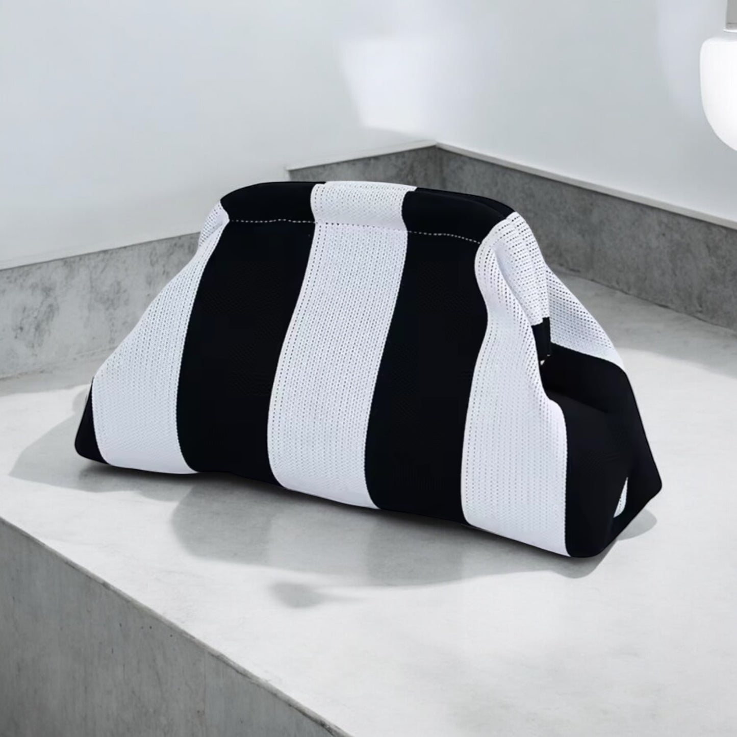 Sunny Shores Crochet Clutch Black & White