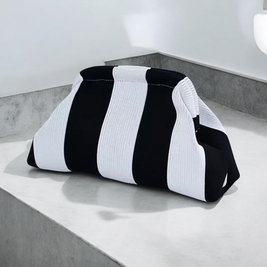 Sunny Shores Crochet Clutch Black & White