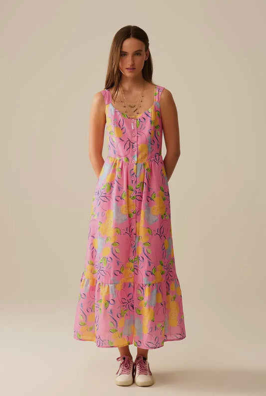 Floral Lemon Maxi Dress