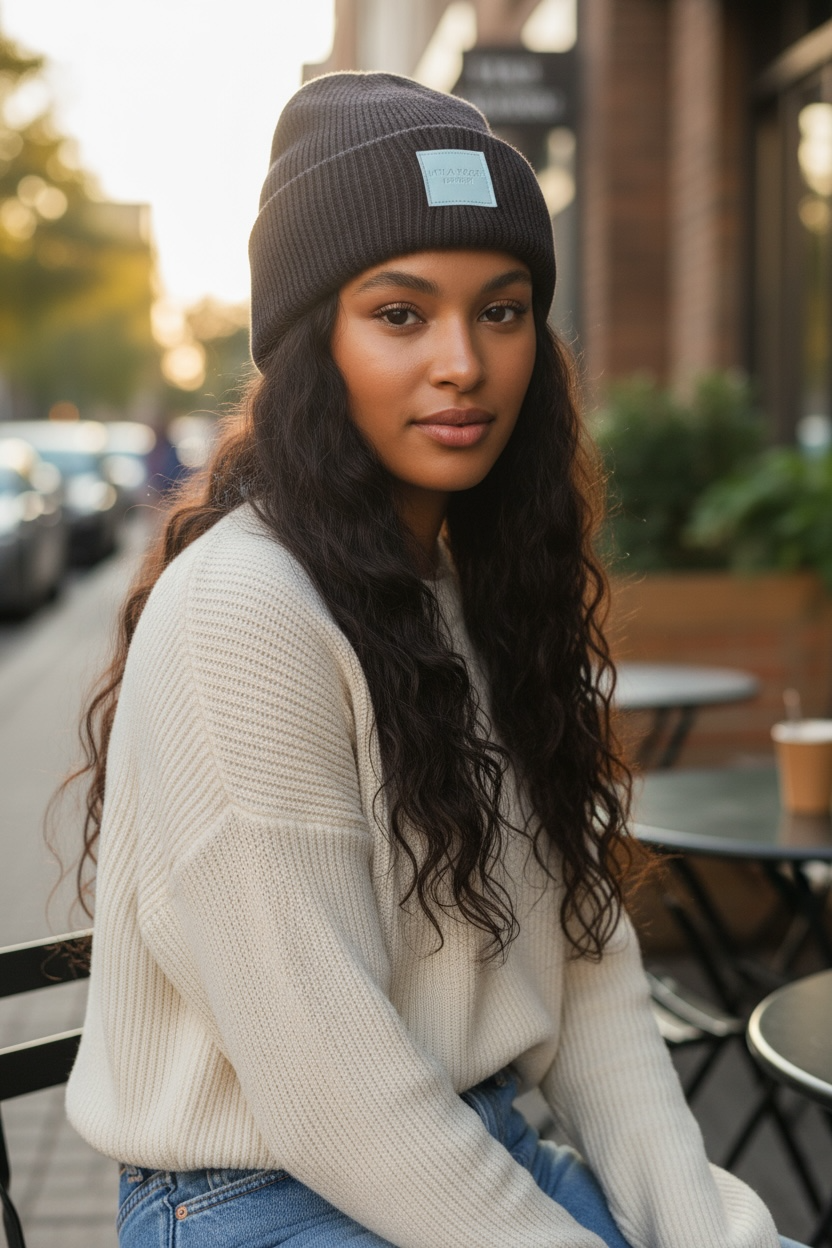 Winter Wool Hat Beanie Chocolate Brown