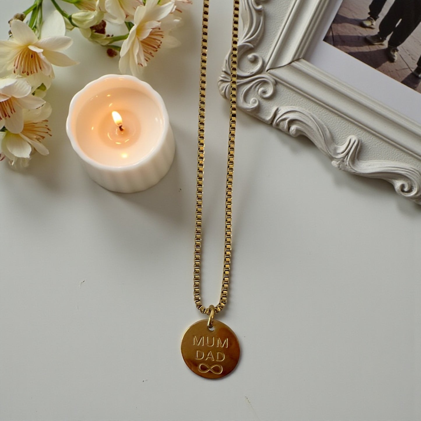 Infinity Love Links Necklace Gold Mum & Dad Necklace