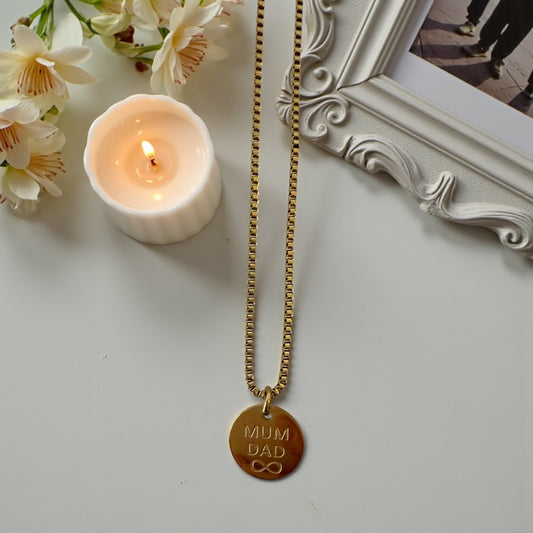 Infinity Love Links Necklace Gold Mum & Dad Necklace