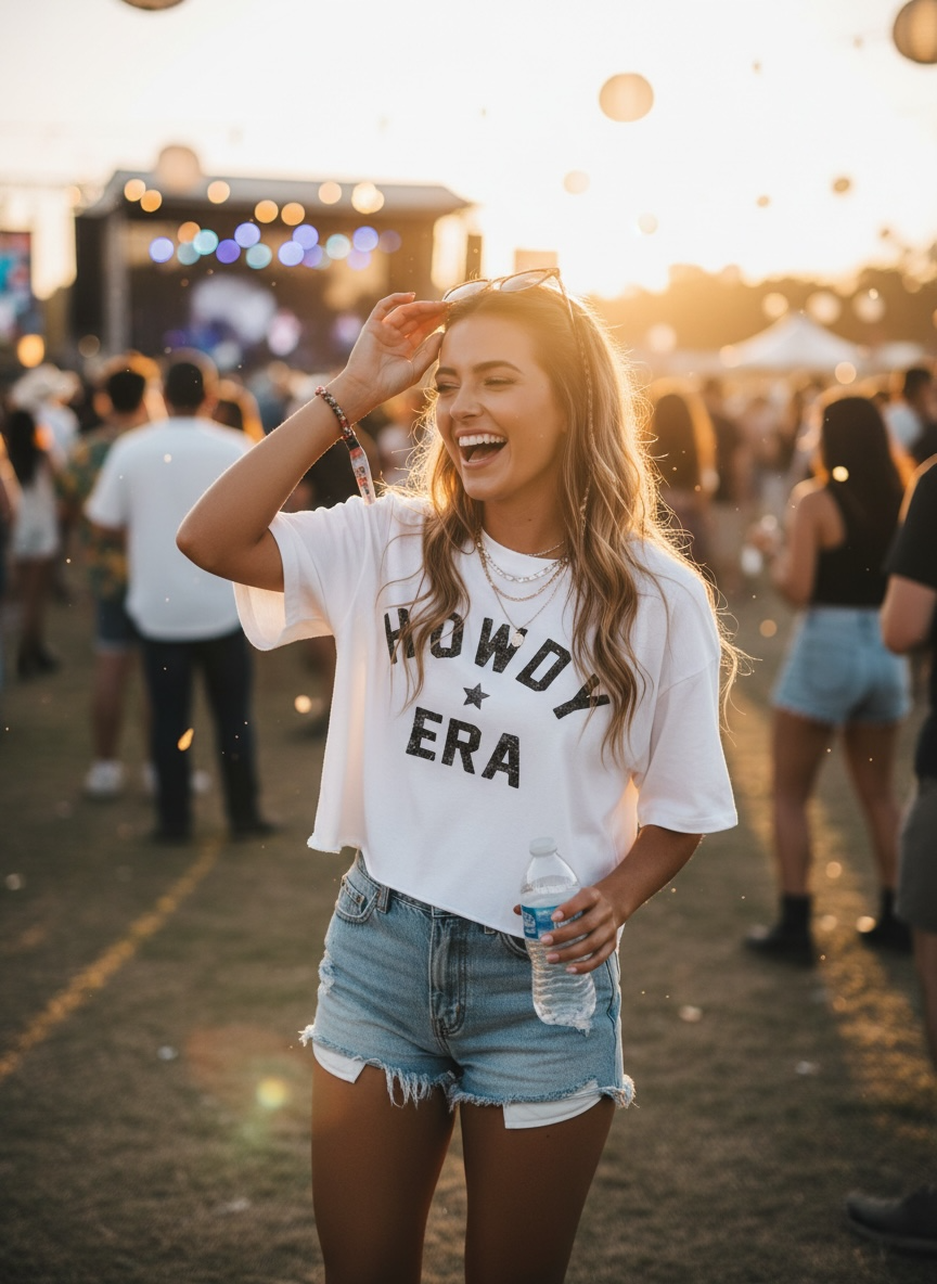 Howdy Era Crop Top T-Shirt I  White
