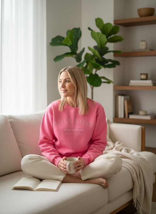 Mila Rose London Pink Crewneck Sweatshirt - 100% Cotton