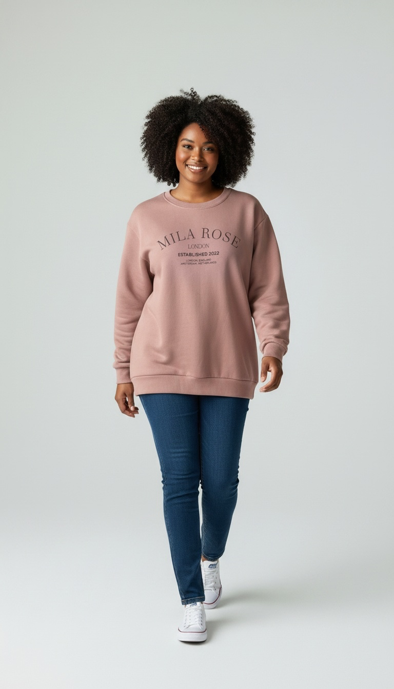 100% Cotton Crewneck Jumper - Dusky Pink⁠