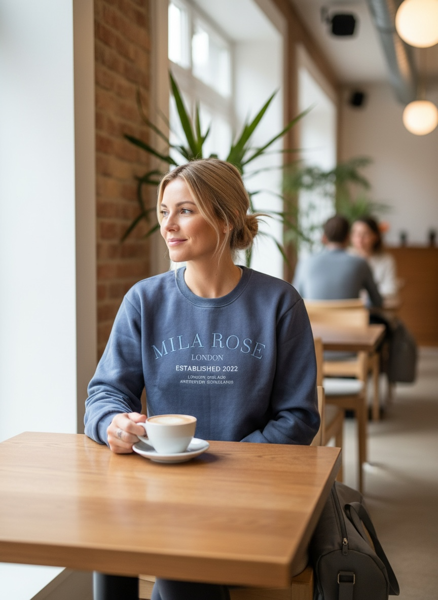 Mila Rose London Navy Crewneck Sweatshirt - 100% Cotton