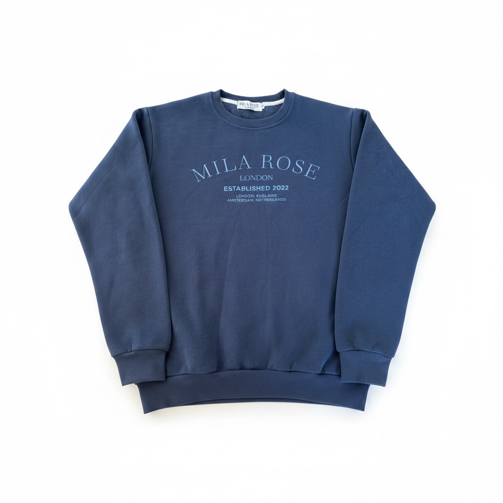 100% Cotton Crewneck Jumper - Navy