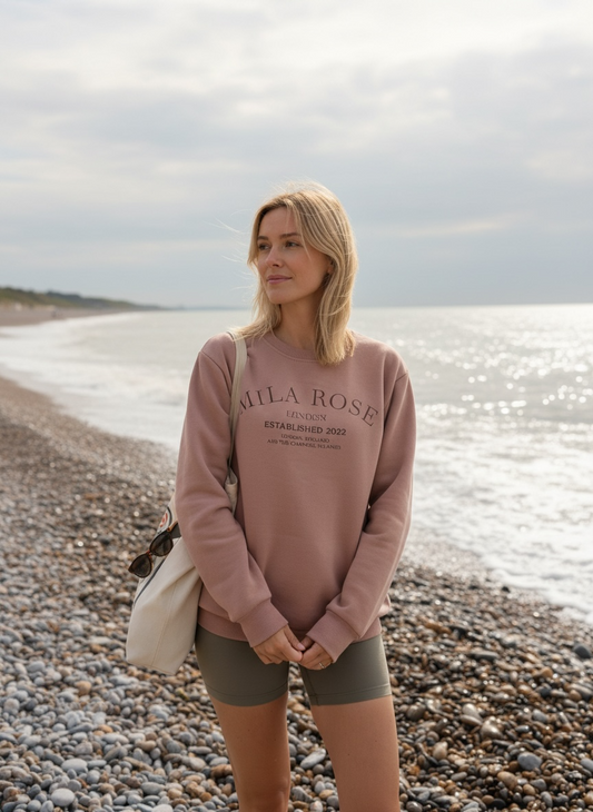 Mila Rose London Dusky Pink Beige  Crewneck Sweatshirt - 100% Cotton