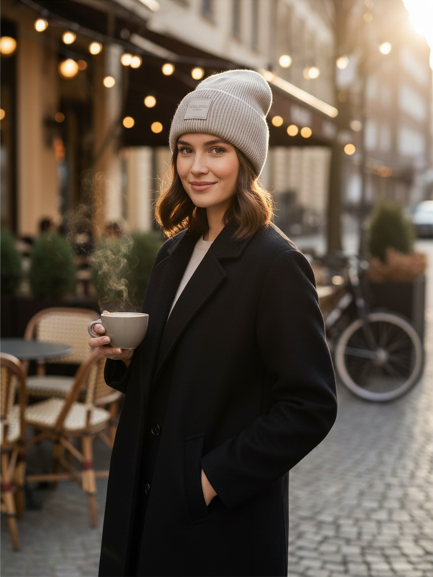 Mila Rose London Ribbed Wool-Blend Beanie – Oatmeal Beige