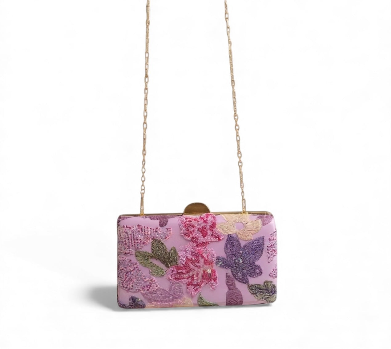 Glimmer & Bloom Bag Floral Purple, Pink, Red Clutch Bag with Shoulder Strap
