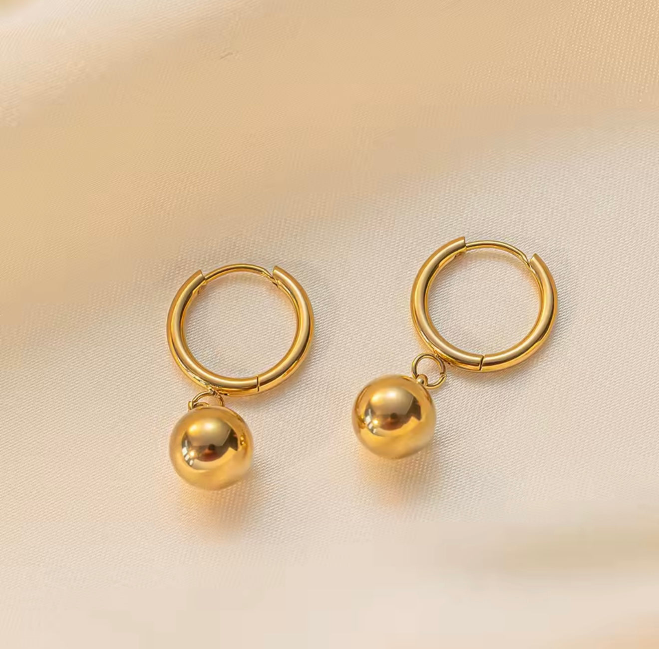 Gold Hoop Earring With Gold Drop
