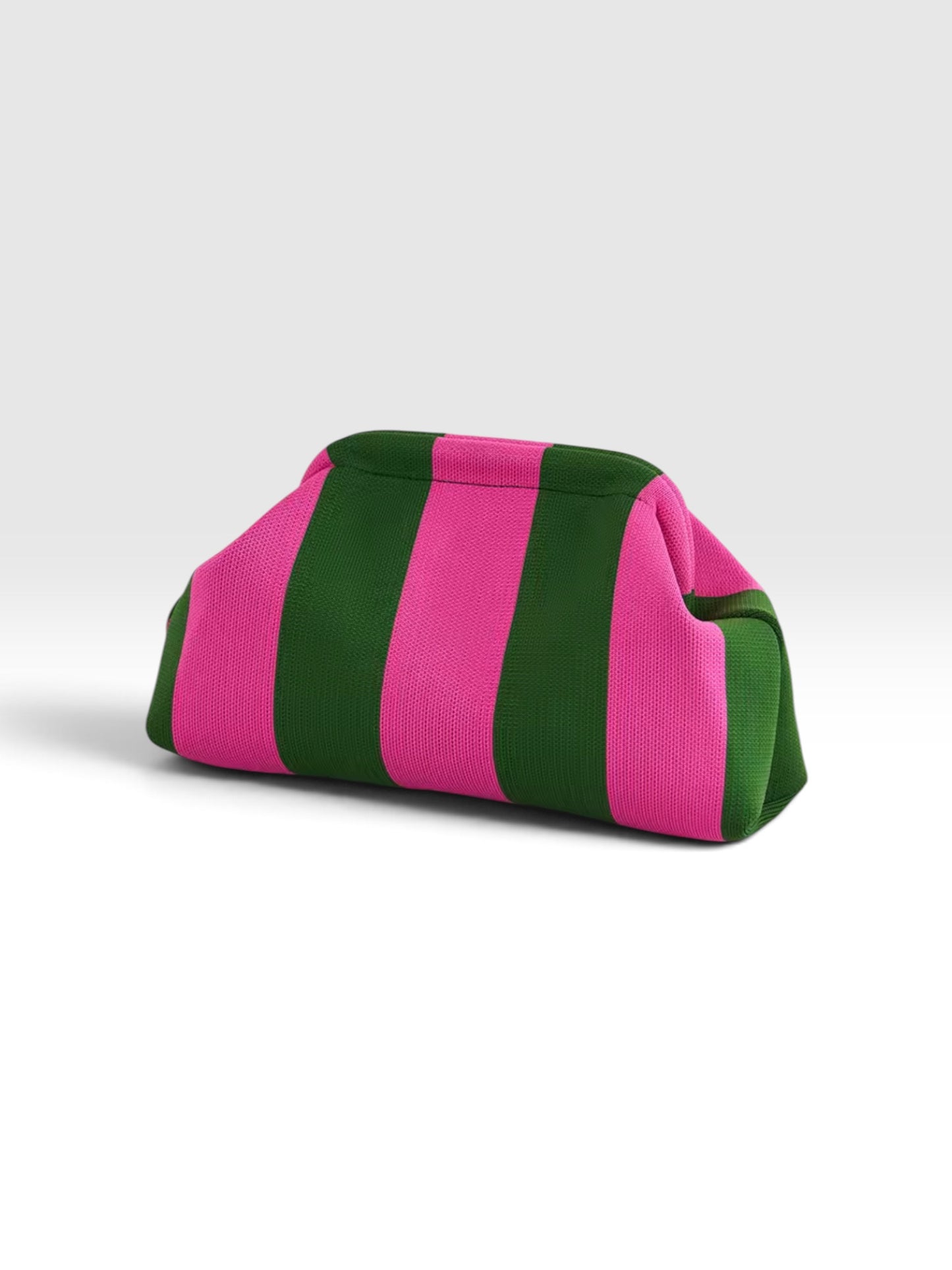 Orange & Pastel Pink Knit Dumpling Clutch Bag
