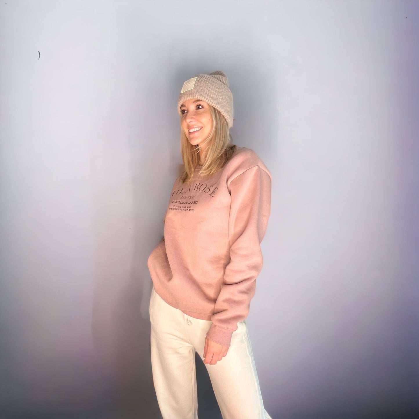 Mila Rose London Oversized Longline Fleece Sweatshirt Jumper Dusky Pink