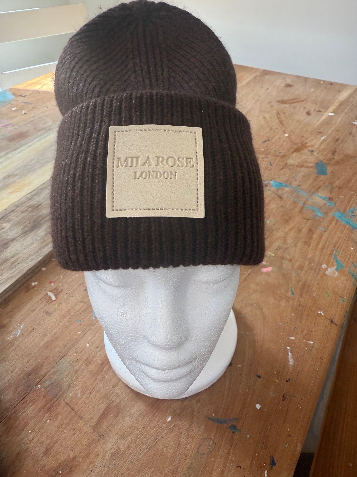 Winter Wool Hat Beanie Chocolate Brown