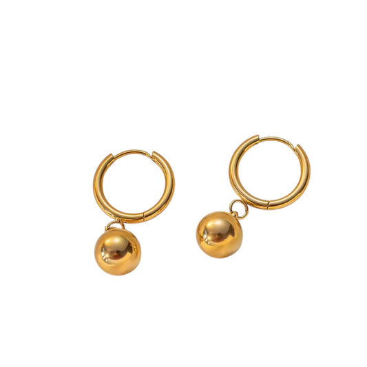 Gold Hoop Earring With Gold Drop