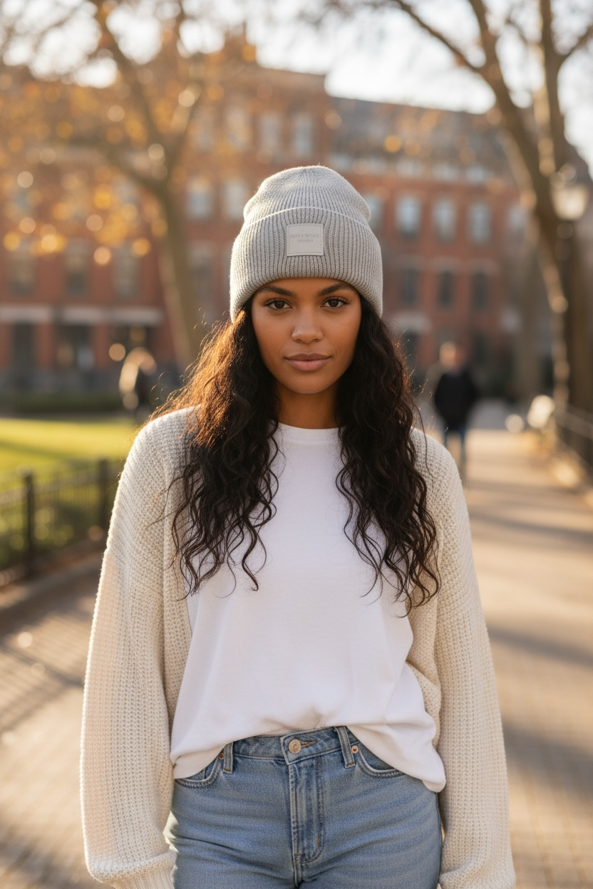Winter Wool Hat Beanie Dusky Brown