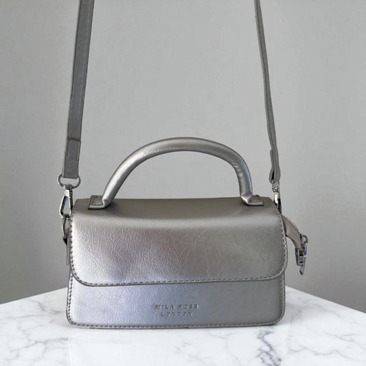 Alexa Siver Clutch Bag with Attachable Cross Body Strap