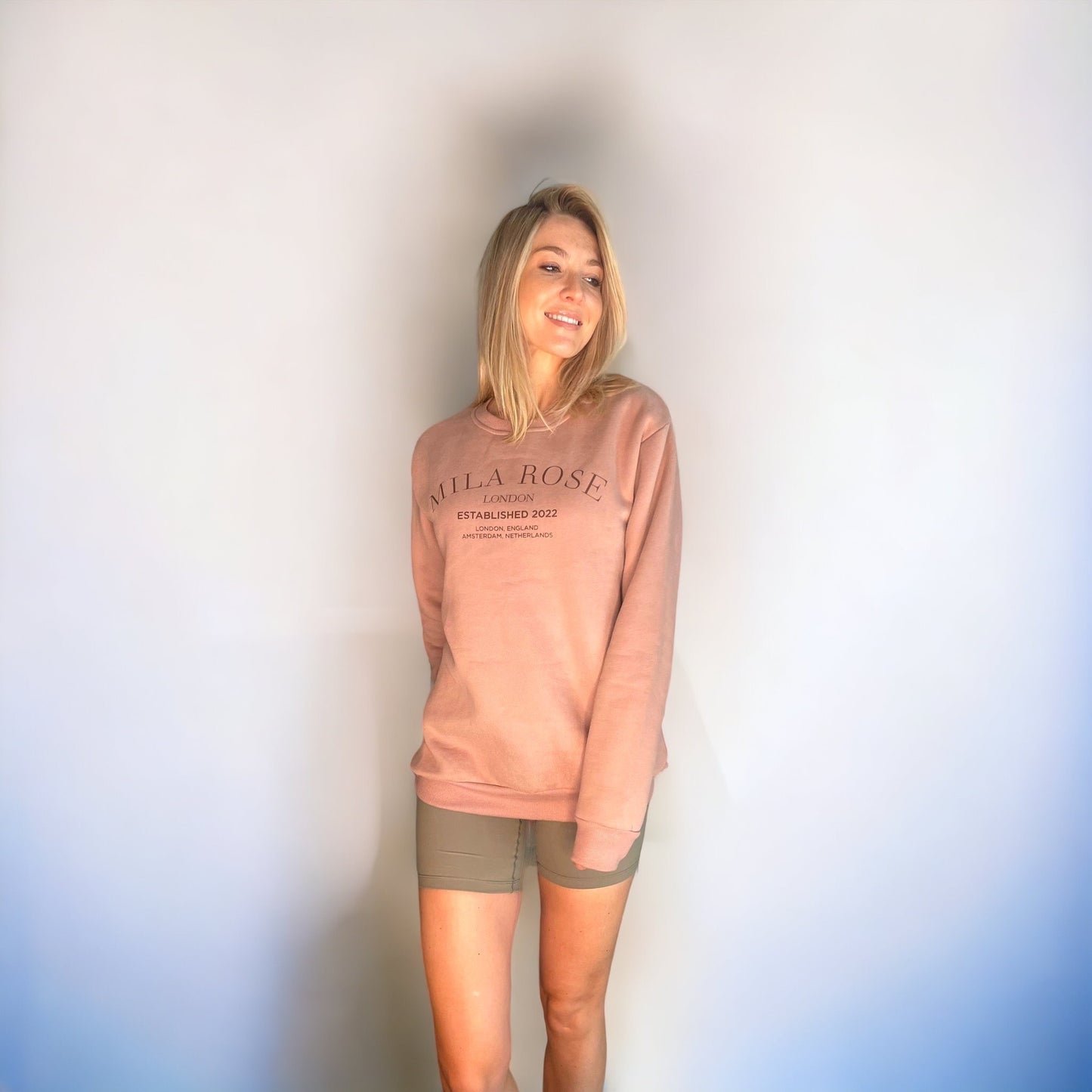 Mila Rose London Oversized Longline Fleece Sweatshirt Jumper Dusky Pink