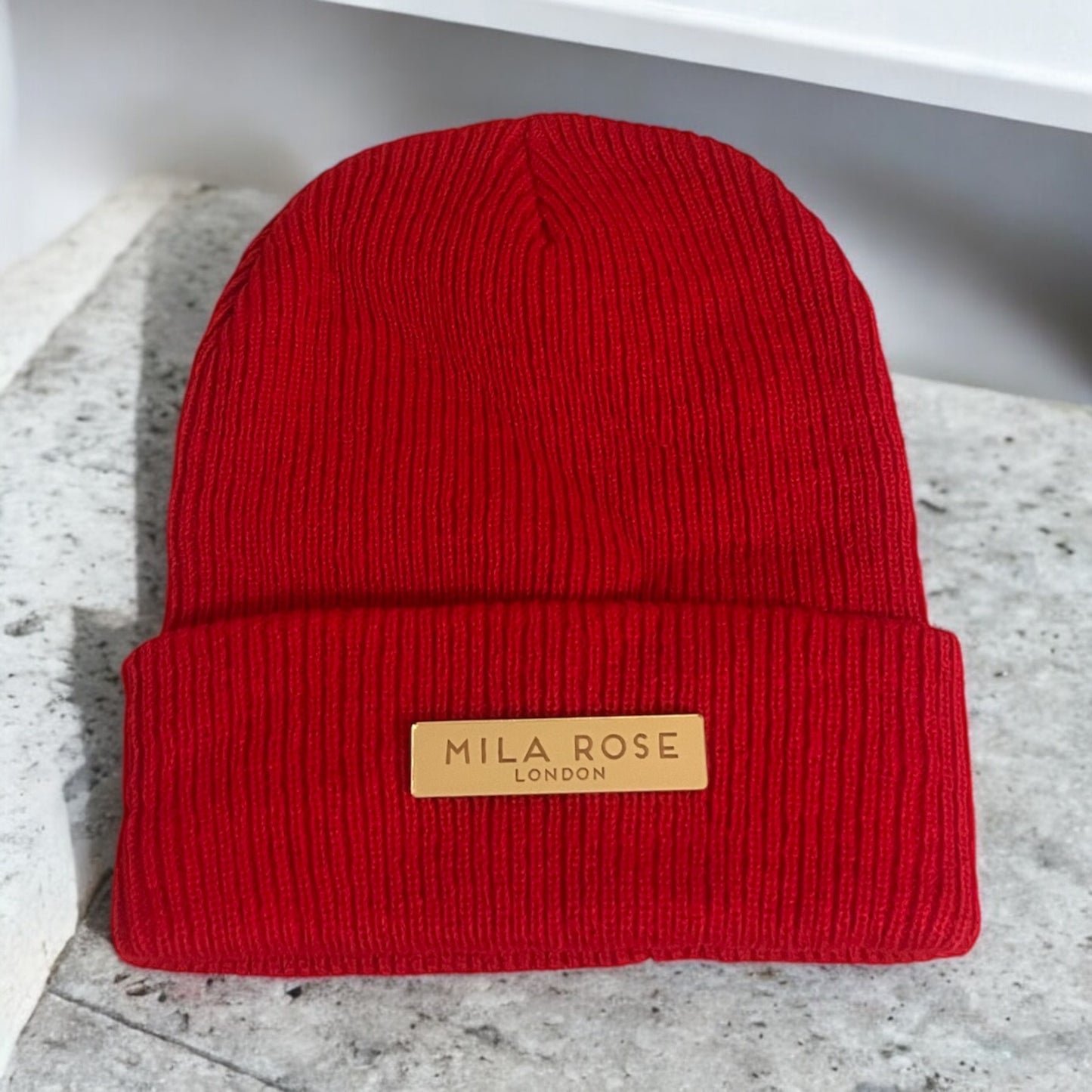 Winter Beanie Red & Gold Hat