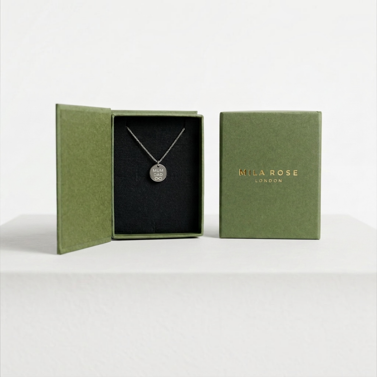Dad Infinity Disc Pendant Necklace with Gift Box & Gift Bag in Silver or Gold