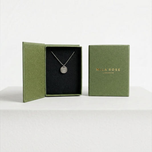 Mum Infinity Disc Pendant Necklace with Gift Box & Gift Bag in Silver or Gold