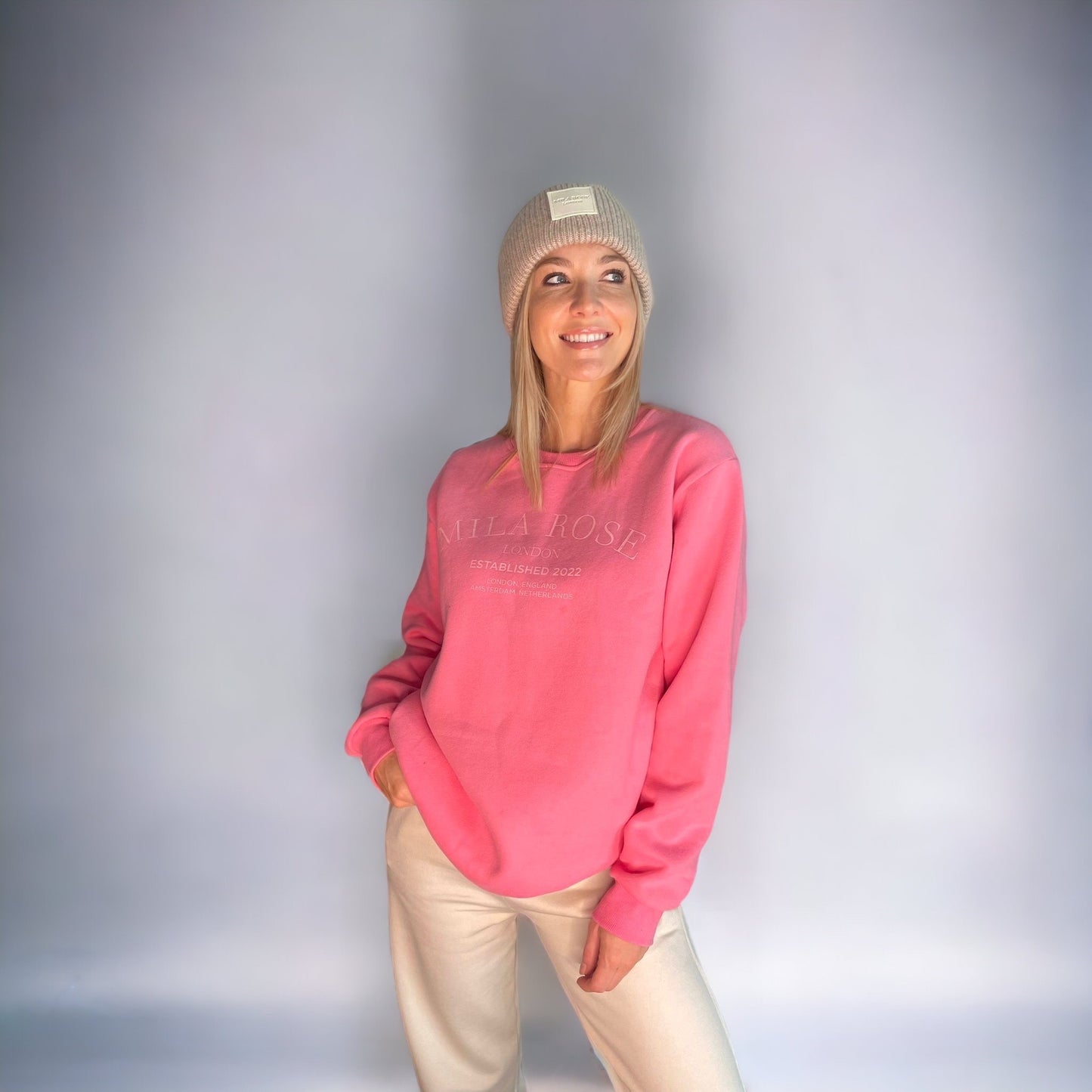 Mila Rose London Oversized Longline Fleece Sweatshirt Jumper Hot Pink