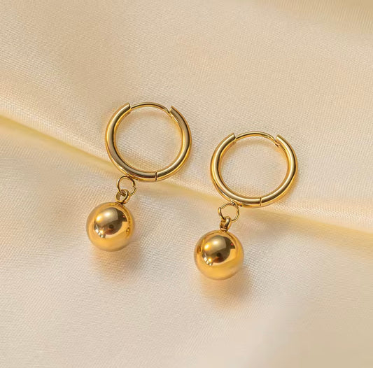 Gold Hoop Earring With Gold Drop
