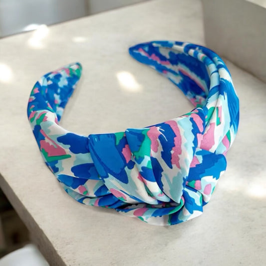 Summer Blue & Pink Tye-Dye Knot Headband