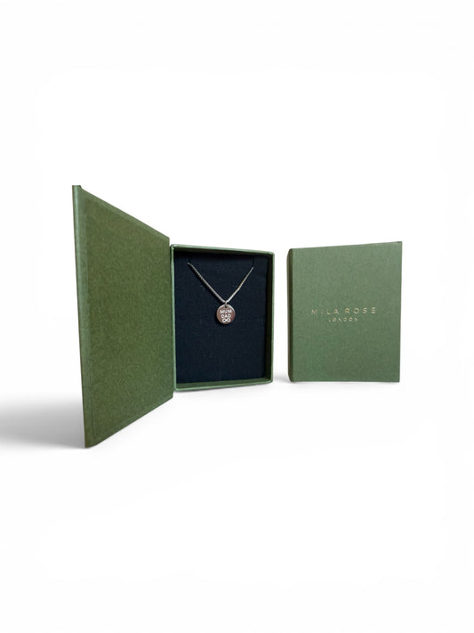Mila Rose London Silver & Gold "MUM & DAD INFINITY” Disc Pendant Necklace with Luxury Gift Box and Card