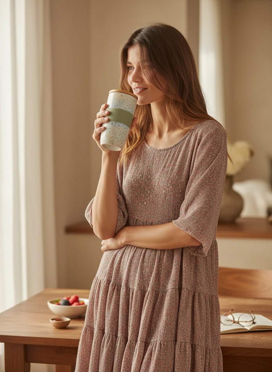 Floral woven tiered short sleeved dress