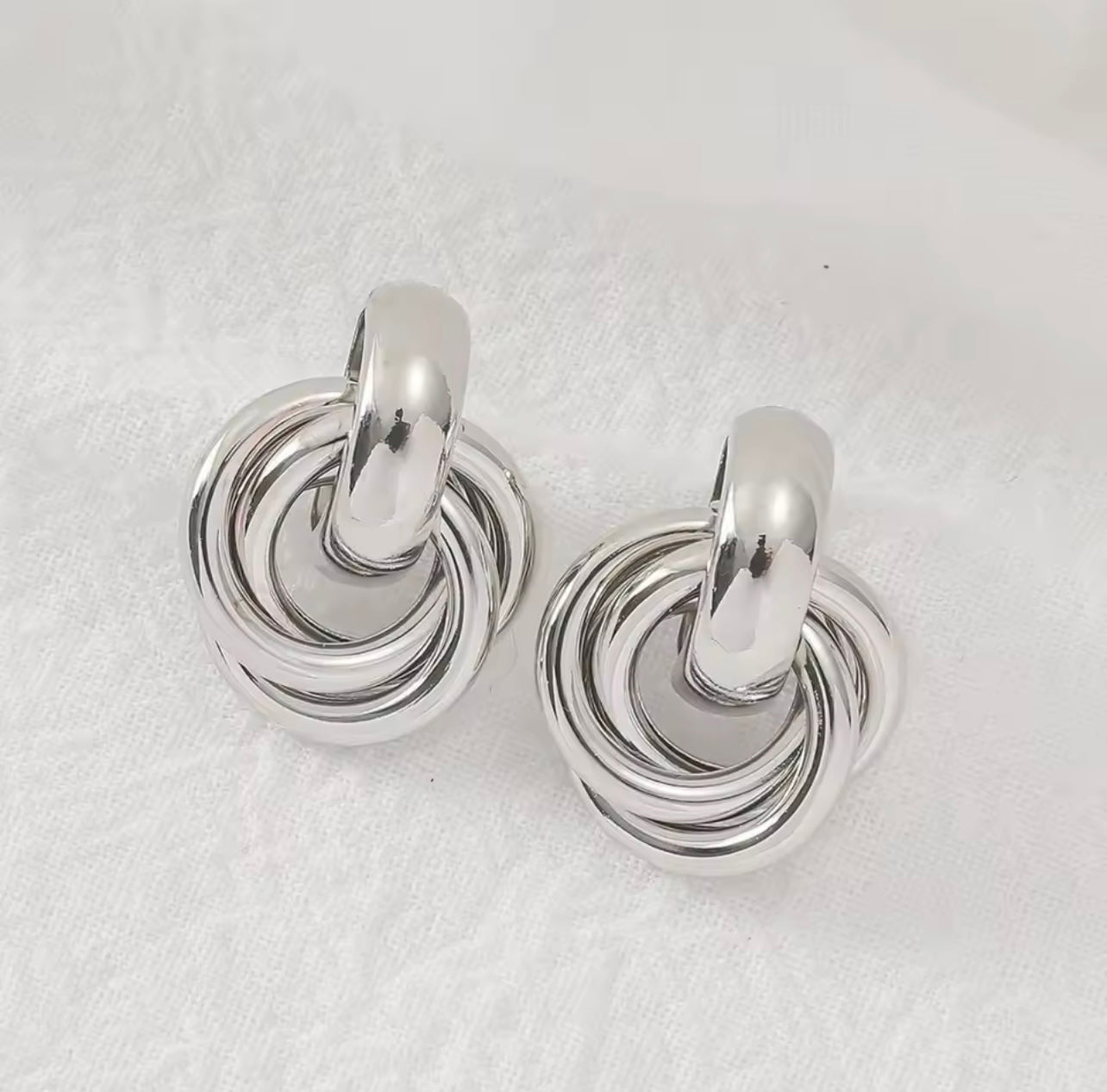 Silver Knot Hoop Earring