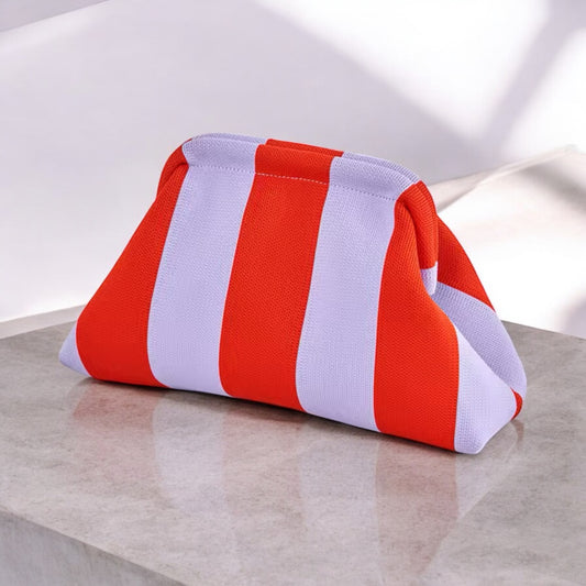 Sunny Shores Crochet Clutch Blood Orange & Lilac Purple