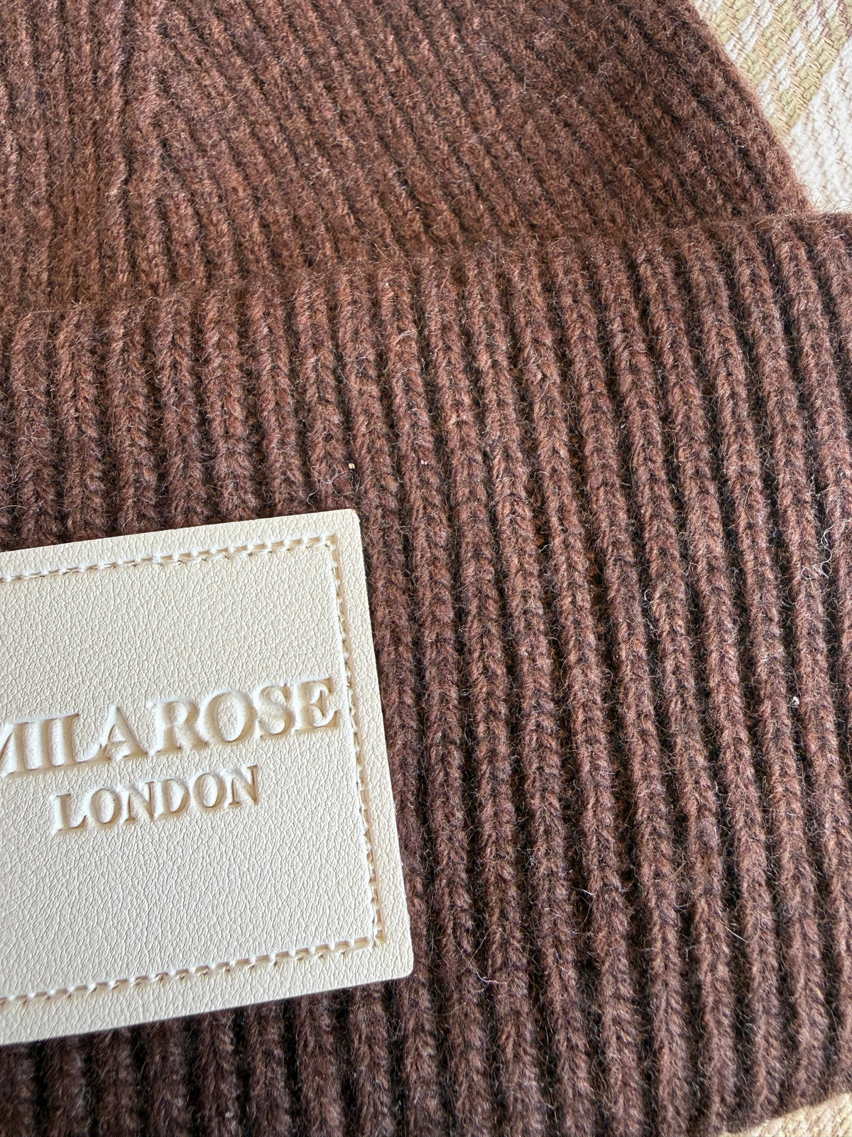 Mila Rose London Ribbed Wool-Blend Beanie – Chocolate Brown